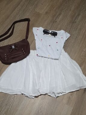 Planet Gold White Cotton Skirt